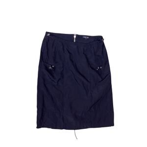 Y2K Black Cargo Midi‎ Skirt Drawstring Pockets 40” Waist XL Plus